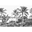 fotobehang landschap met palmen zwart wit