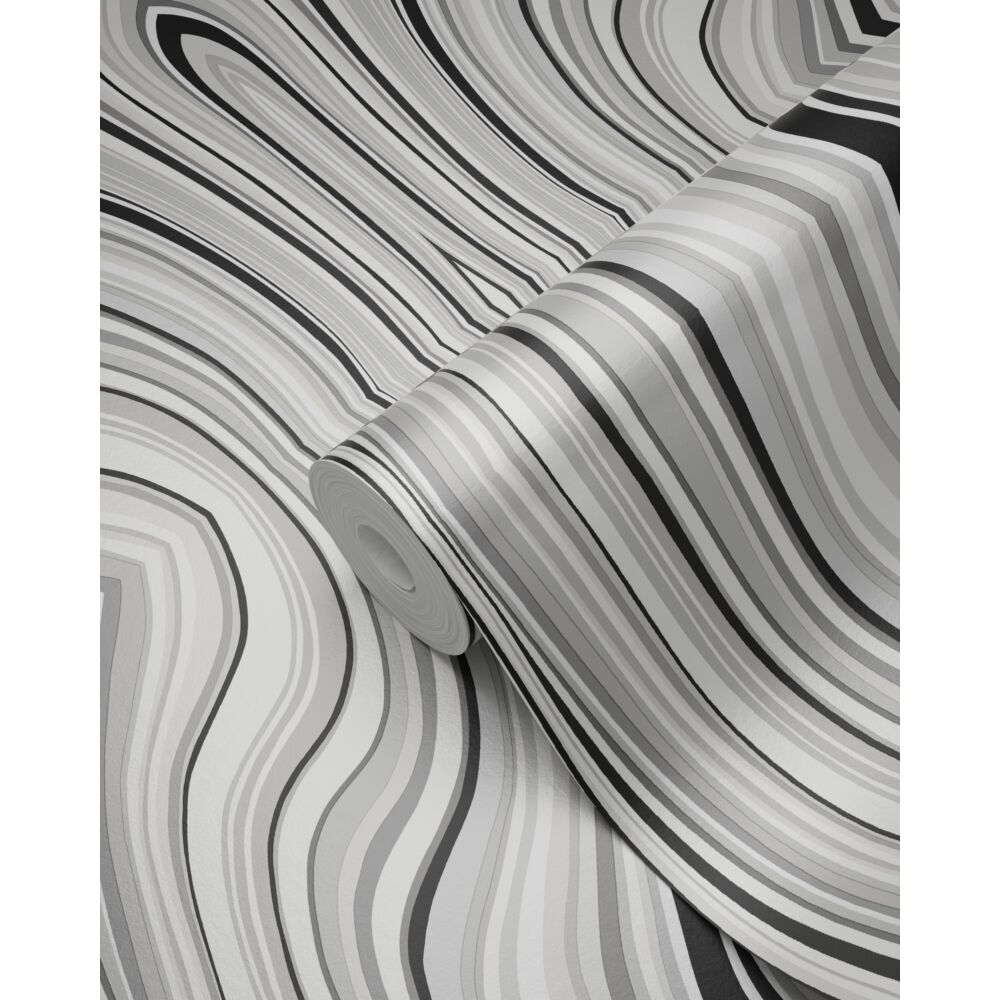 Uitgaan zak Maxim behang grafische lijnen zwart en wit - behang