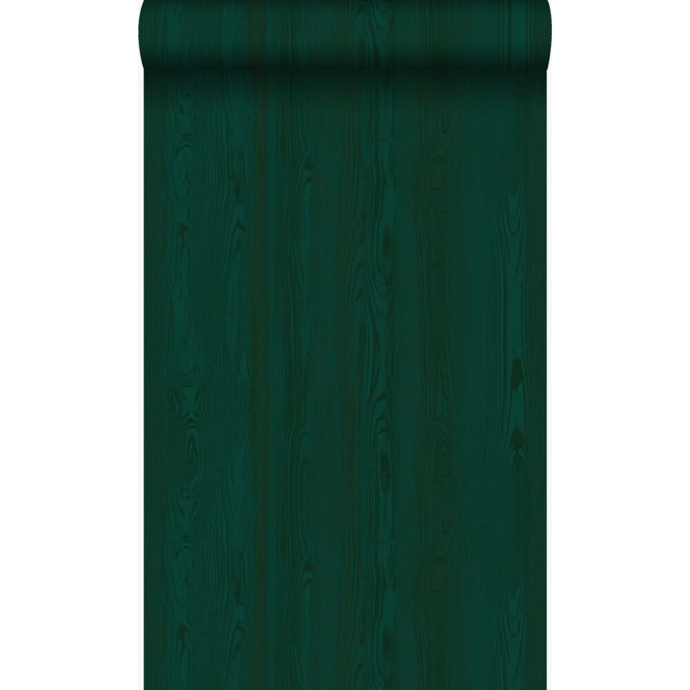 houten planken smaragd groen behang