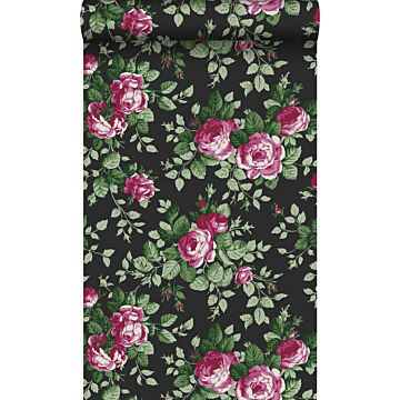 behang rozen zwart en roze
