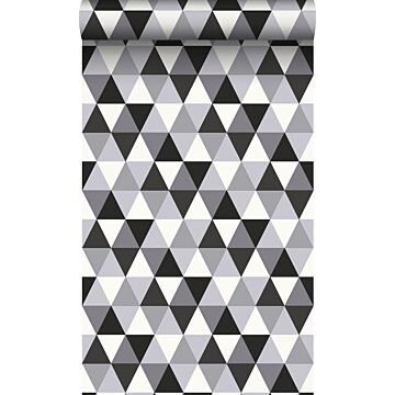 behang grafische driehoeken zwart en wit