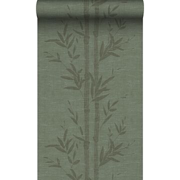 behang bamboe vergrijsd groen
