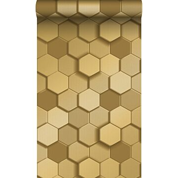 eco-texture vliesbehang 3d hexagon motief goud