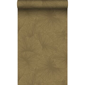 behang 3D-motief bladeren goud