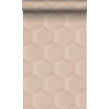 eco-texture vliesbehang 3d hexagon motief licht roze
