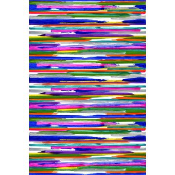 fotobehang painting stripes paars, roze, blauw, geel en groen