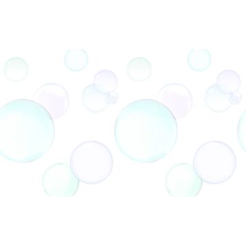 fotobehang grote zwevende bellenblaas lucht bellen pastel paars, mintgroen en pastelblauw